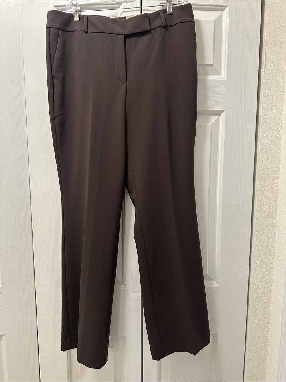 Ann Taylor Straight-Leg Dress Pants in Deep Brown